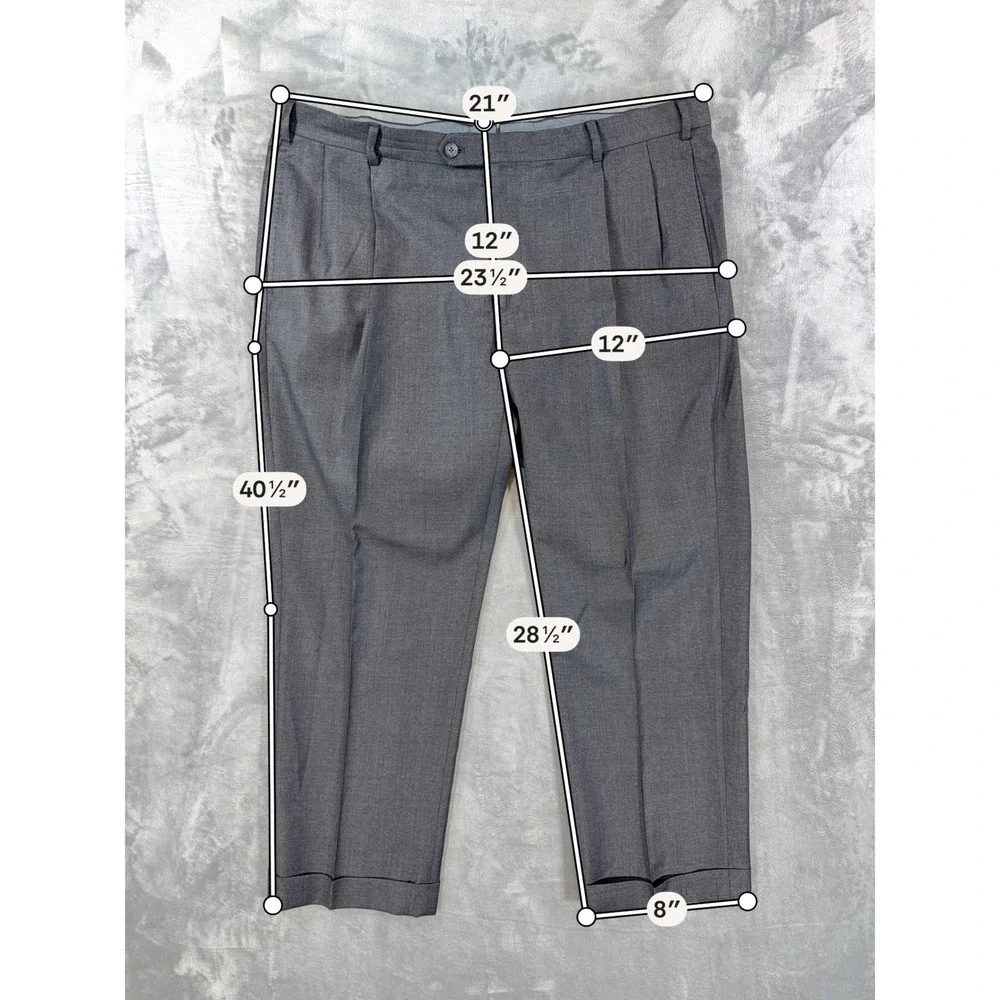 J‎ Hilburn Vitale Barberis Canonico Wool Pleated Dress Pants Men's 42x30 Gray
